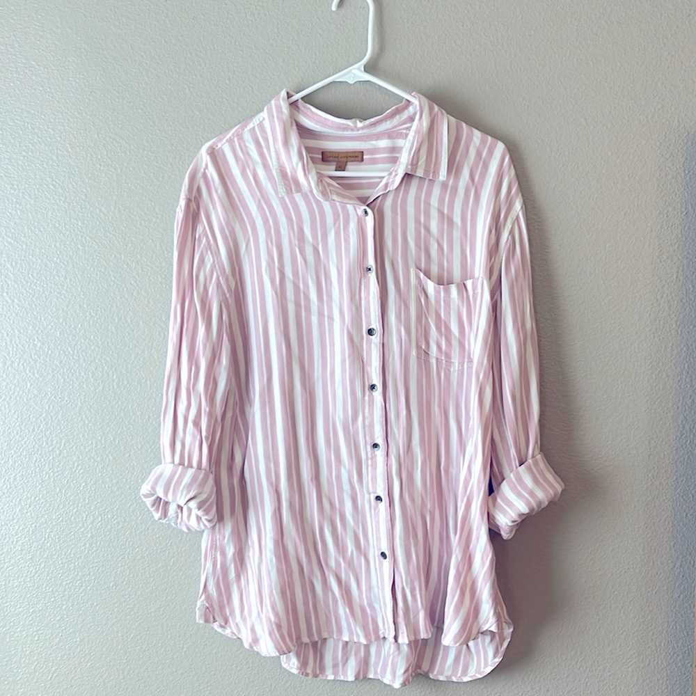 Super soft pink and white XL flannel